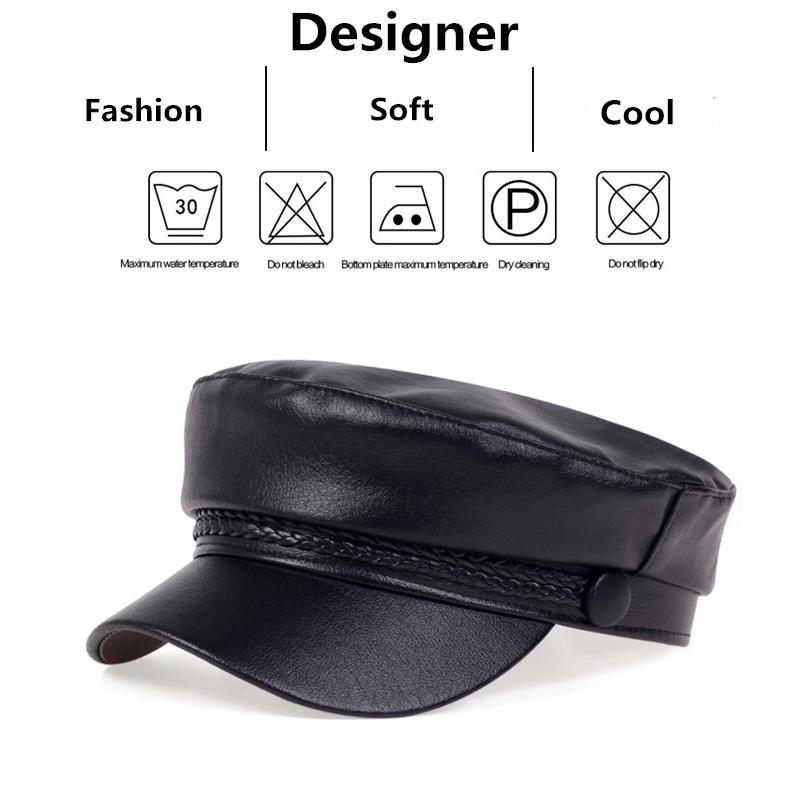 Unisex Woven leather Navy Hat Spring and Autumn Outdoor Casual Adult Sun Hats Hip Hop Beret Hat Sunscreen Hat Sports Cap