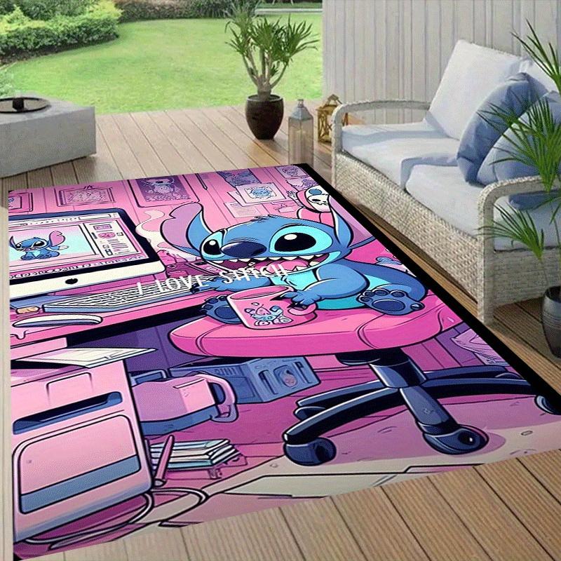1pc Cute Stitch Pattern Area Rug Soft Flannel Floor Mat for Living Room,Office,Bedroom and Carpet