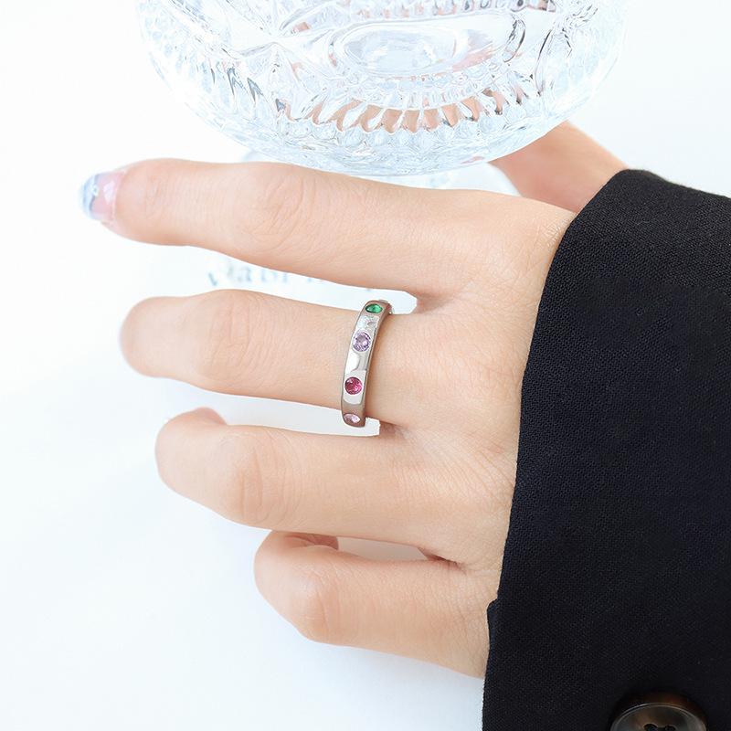 Qiong Yao Adjustable Colorful Zircon Trendy Korean-Style Women’s Index Finger Ring