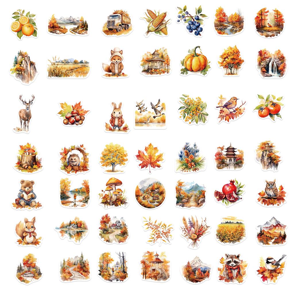 50 Cartoon Autumn Harvest Graffiti Stickers Decorate Guitar Notebook Suitcase DIY Waterproof