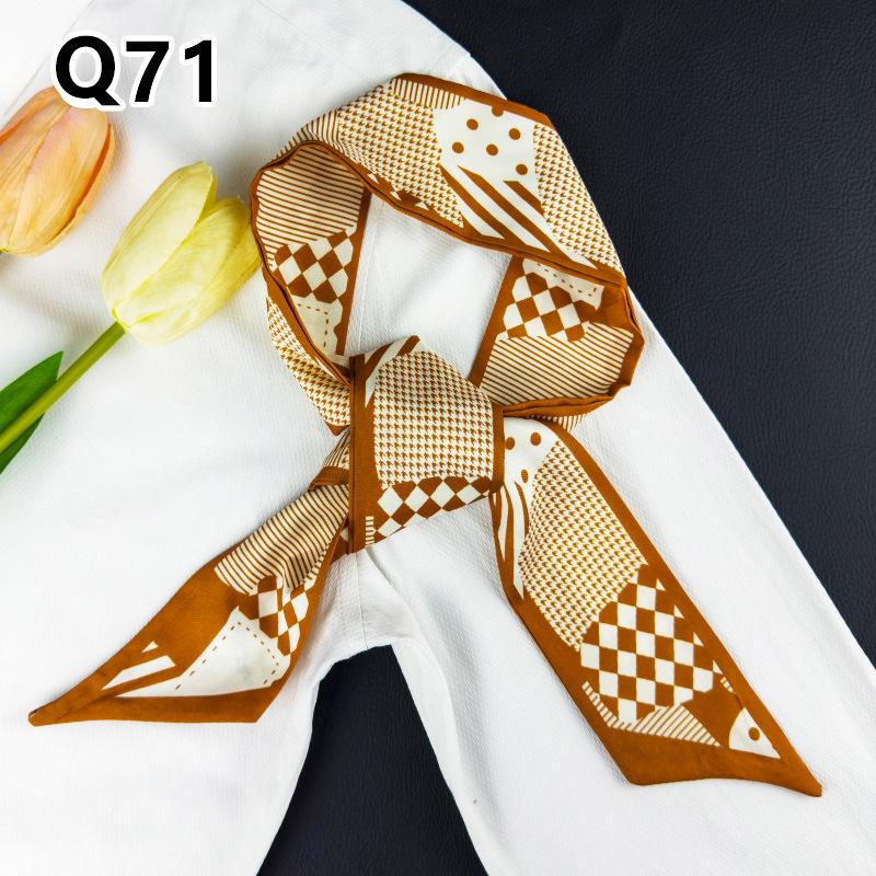 New Long Versatile Silk Scarf Tied Hair Band Bow Letter Floral Streamer Tied Bag Gift Small Silk Scarf