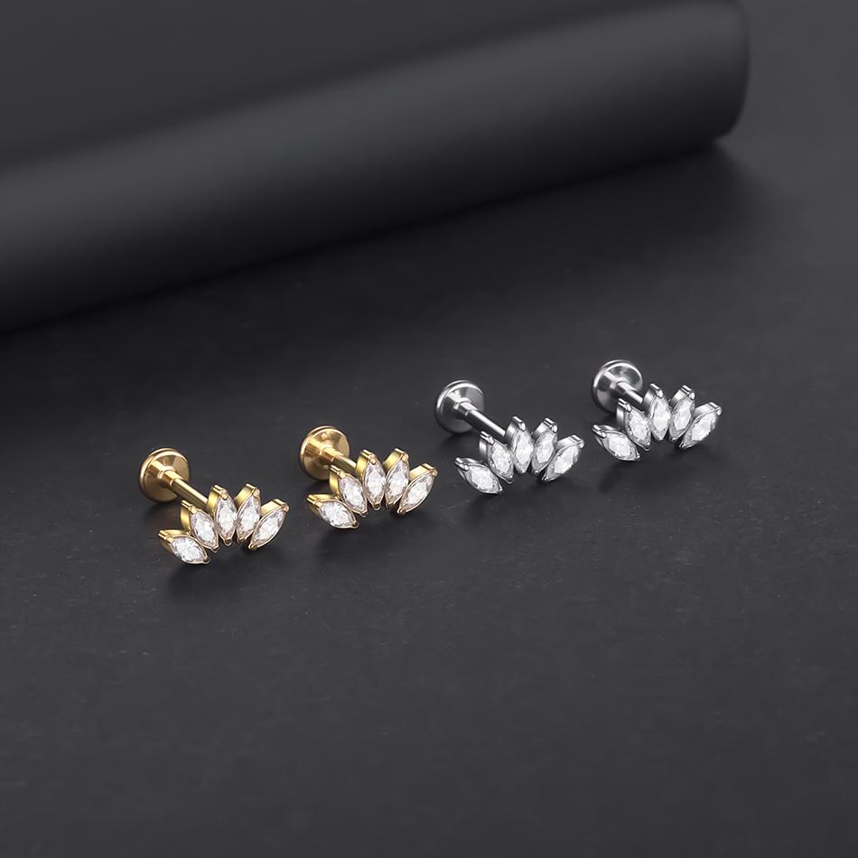 1 Stück Implantatgrad Titan Zirkon Stecker Ohrring Innen Gewinde Stern Labret Piercing Lippe Monroe Helix Tragus Piercing Schmuck