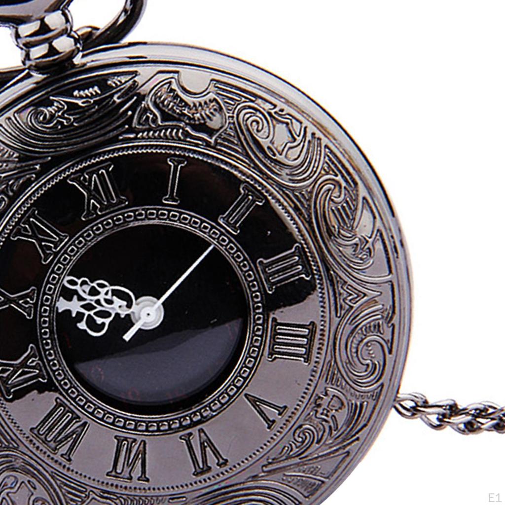 Pocket Watch with Roman Numers and Chain Perfect Gift for Father's Day, Weddings, Holidays