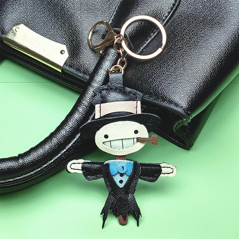 Pu Leather Cute Scarecrow Keychain Backpack Hanging Ornament Cartoon Style Key Accessory Retro Style Car Key Holder