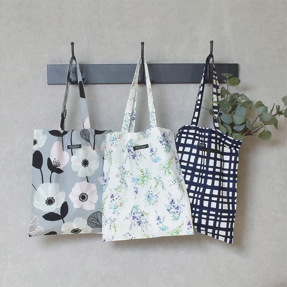 STYLE Sac Cabas Décoratif pour Grand Éco A3 Bouquet Botanique avec un mouchoir de poche Femmes, Capacité, Sous-Sac, Sac, 100% Coton, Taille, Design,