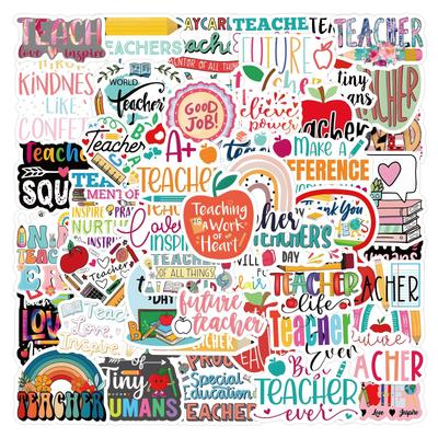 60 Doodle-Sticker für neue Lehrer DIY Dekoratives Notizbuch Skateboard Personalisierte Handnotizen Wasserdichte Sticker