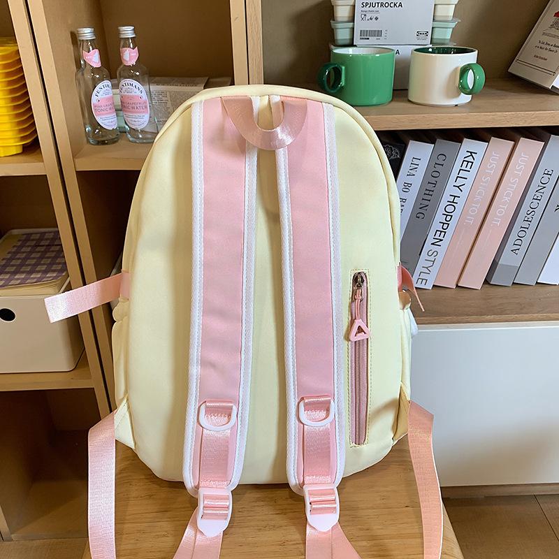 Schoolbag cute girl cream yellow schoolbag junior high school girls small fresh large capacity backpack embroidered stars soft cute backpack