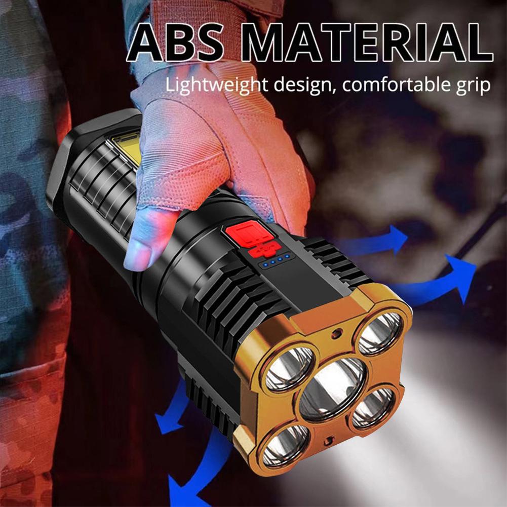 4 LED Flashlight Portable USB Rechargeable 500LM COB Torch Flash Light Outdoor Camping Fishing Lighting COB Side Floodlights