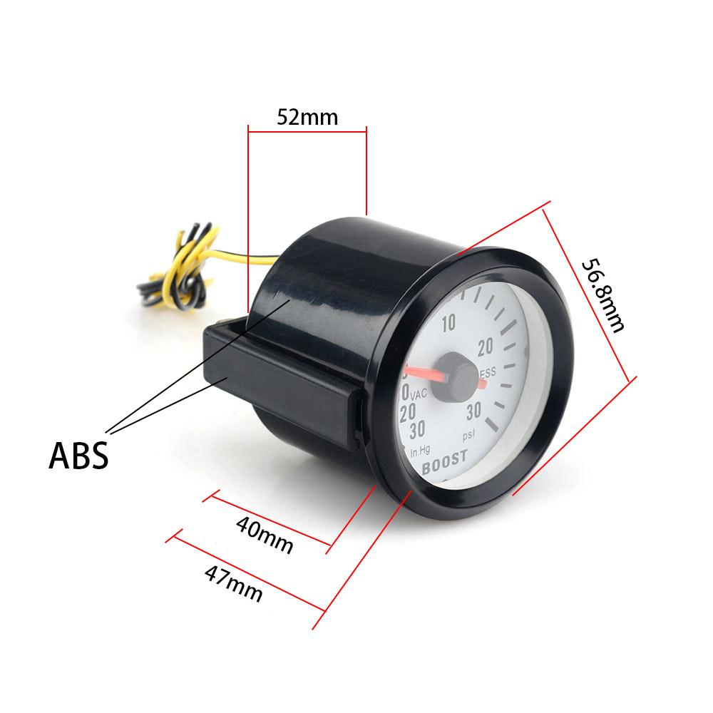 Car Gauge 52mm 2 Inch Turbo Boost Gauge -1~2 Bar / Vacuum Pressure Meter -30~30 PSI for Auto Blue Light Black Rim 12V