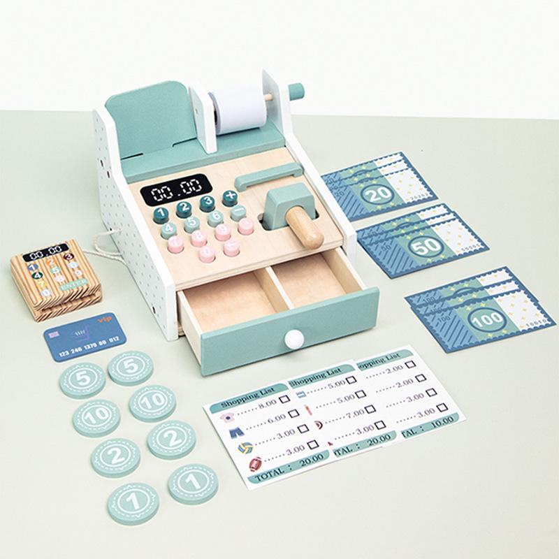 Boys And Girls Play House Cash Register Suit Children's Simulation Educational Toys Birthday Gift Wooden Parent-child Interaction