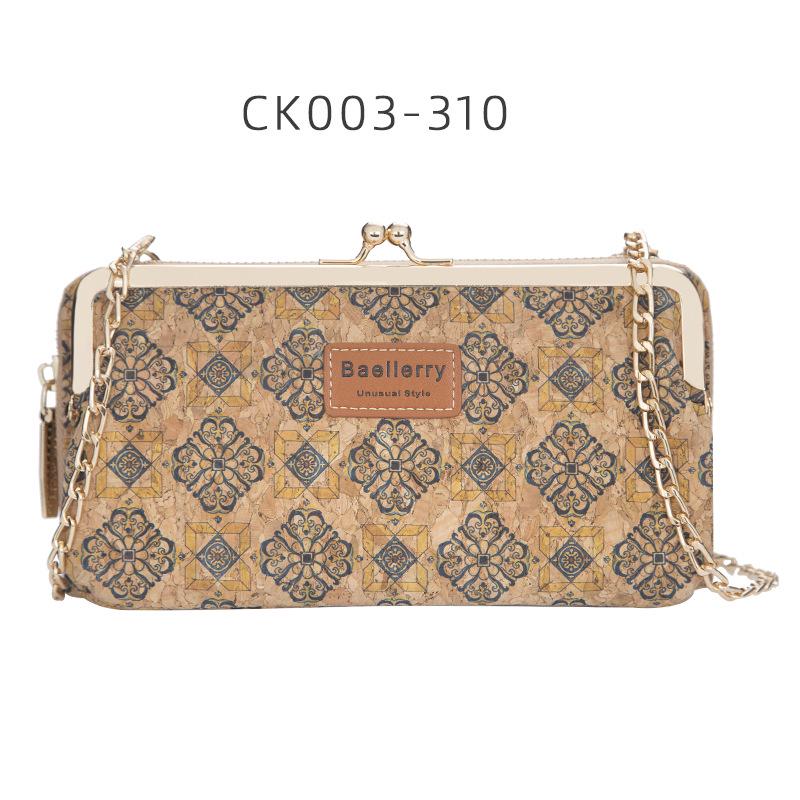 Baellerry Women's Long Purse Fashion Cell Phone Bag Printed Wallet with Metal Chain Multifunctional Crossbody Bag