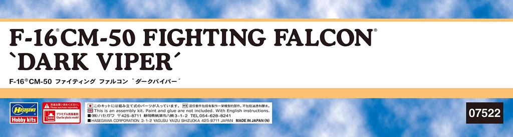 Hasegawa US Air Force Fighting Falcon Dark Viper Plastikmodell 07522 1/48 F-16CM-50