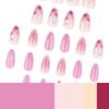24PCS Glossy Pink Fake Nails with Cat Eyes Sweet & Charming Reusable False Nails for Stage Performance Wear