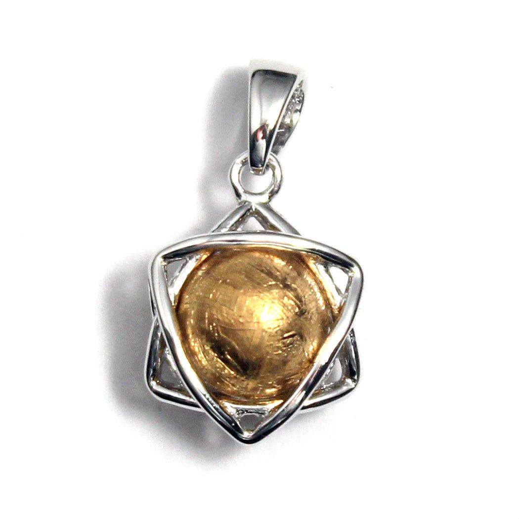 Hexagram, Star of David, Lucky Star, Gibeon Meteorite Pendant, Sterling Silver 925, Gold