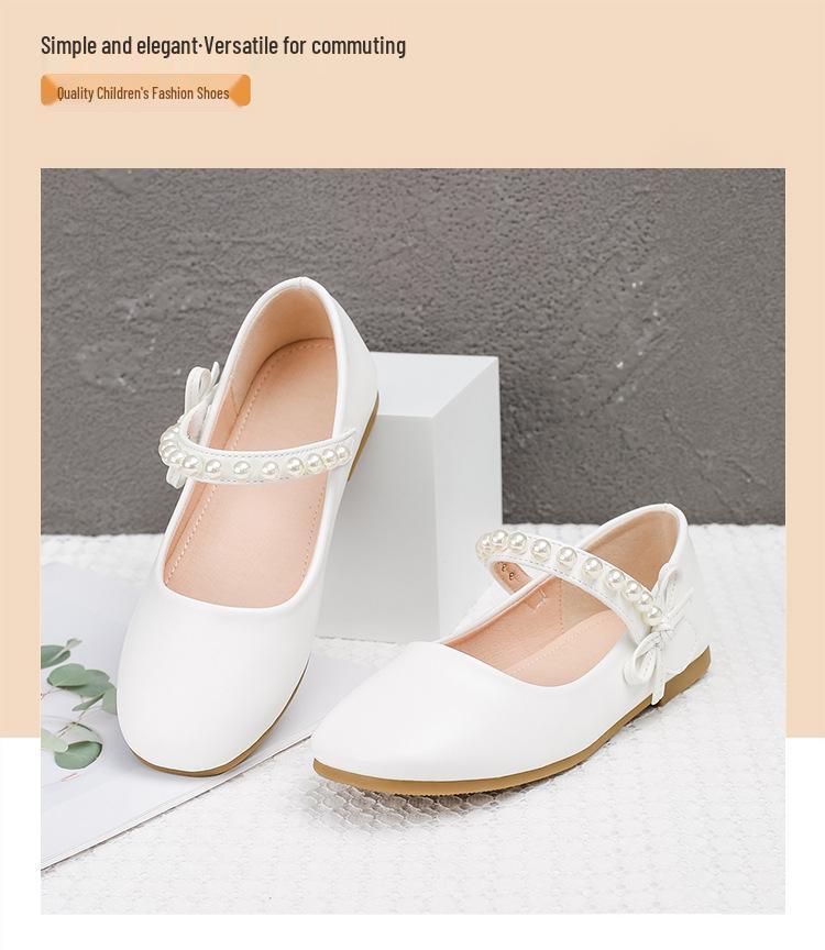 Girls' Spring & Autumn Princess Soft-Soled Leather Shoes: Stylish White Baby & Student Performance Footwear