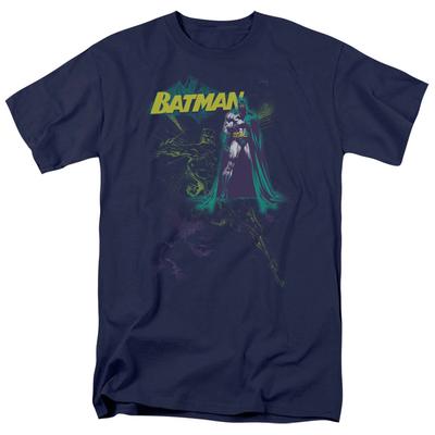 Batman Fledermaus Spray Herren T-Shirt Marineblau Offiziell Lizenziert