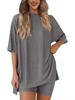2026 Women's Casual Round Neck Slit Loose Short Sleeve Home Wear Set