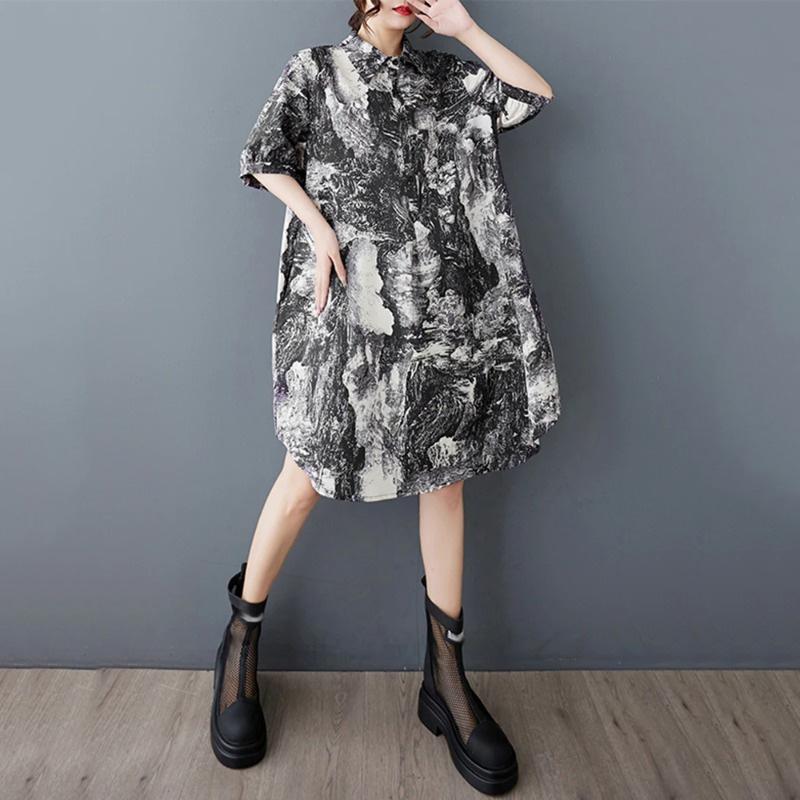 Xitao Loose Print Shirt Dress ZMY1150
