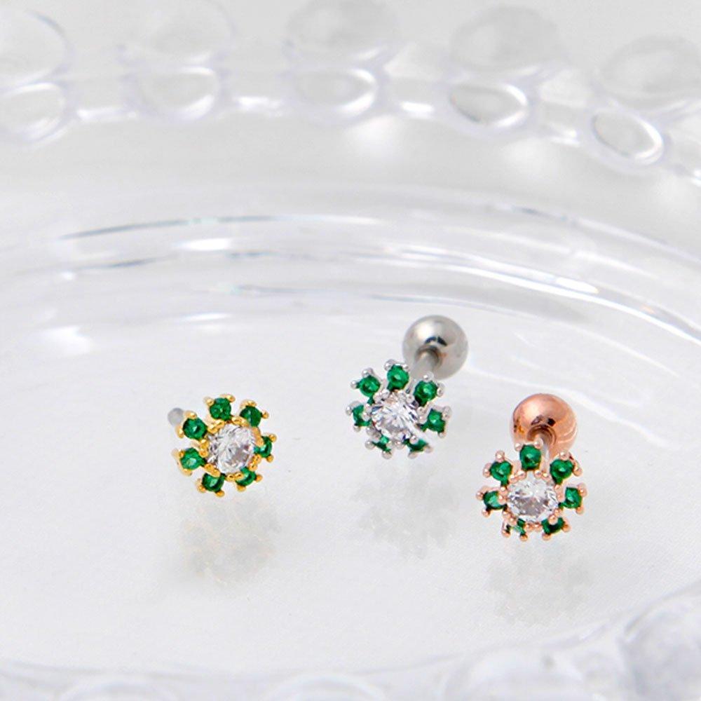 [1+1] Surgical Pin Cubic Piercing Green Sun 3 Types, Choose 1, One Side Sale