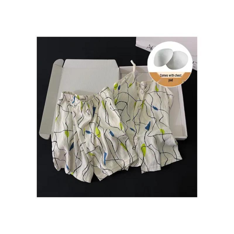 Women s Cloud Cotton Lace Spaghetti Strap Pajama Set M