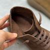 Women Genuine Leather Short Boots Round Toe Genuine Leather Handmade Retro Street Style Winter Warm Flats Ankle Boots