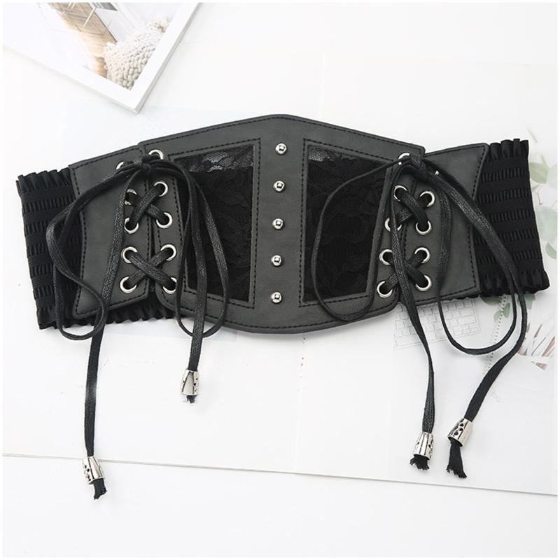 Corset Belt for Women Lace Leather Belt Wide Waist Belt Elastic Tied Belt for Dresses Leather Belt Retro Elastic Belt