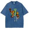 Cute Funny Style Cartoon Frog Print Ladies T-Shirt Loose Wash Oversized Short Sleeve Summer Fashion Cute Top Students