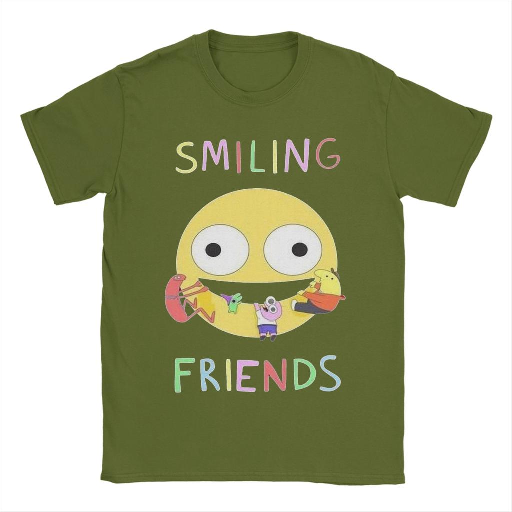 Vintage Smiling Friends Cartoon TShirt Unisexs Round Neck Short Sleeve Top Tee  Cotton Summer Clothes