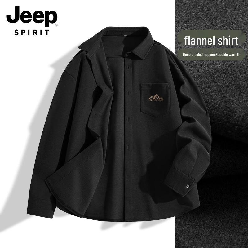 JEEP SPIRIT Men s Long Sleeve Flannel Lapel Shirt M