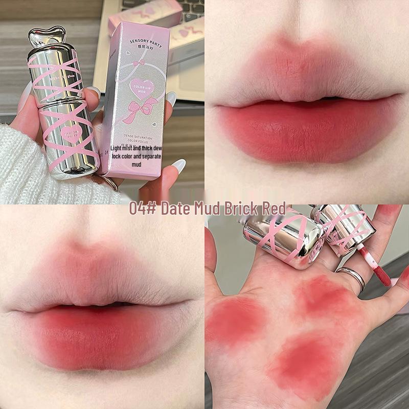 

Velvet Matte Rich Color-Locking Lipstick: Sensory Party Light Mist, Non-Drying, Skin Brightening, Nude Makeup 2g