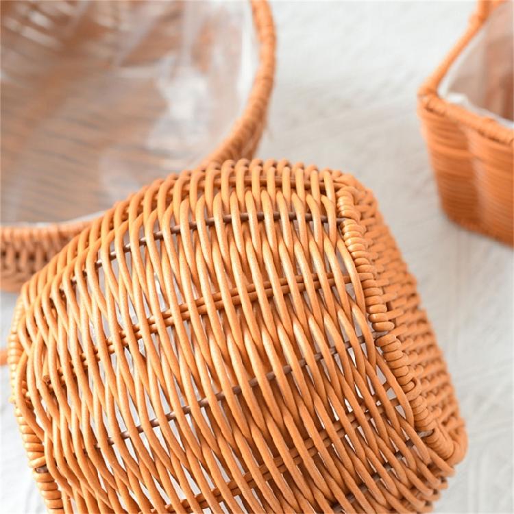 Handwoven Floral Basket Rattan Storage Basket for Picnics and Outdoor Activities