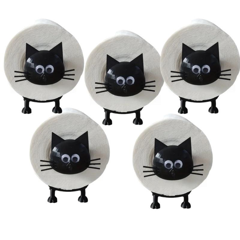 3D Printed Cat Toilet Paper Holder, Funny Black Sheep Freestanding Tissue Roll Stand with Self-Adhesive for Bathroom Decor