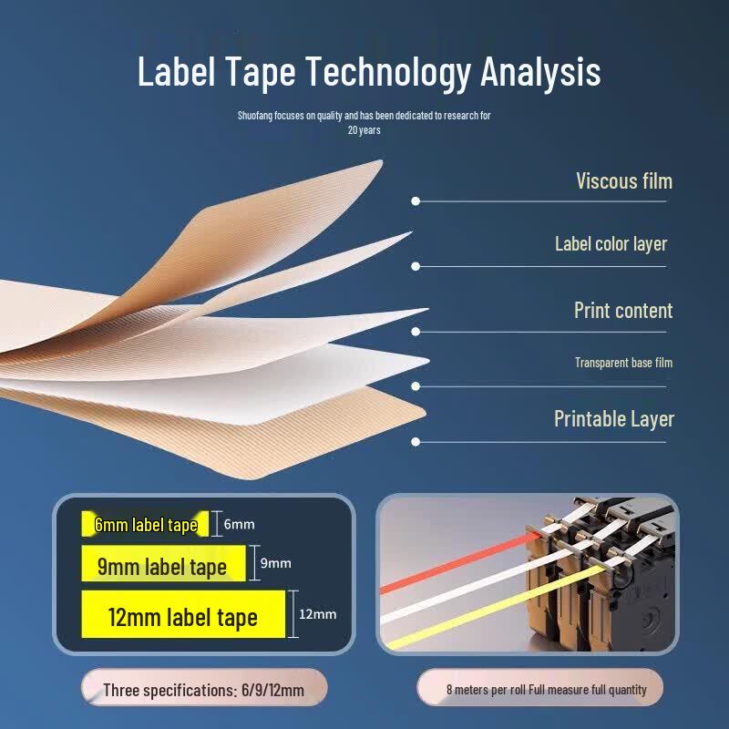 SUPVAN L-A631 12mm Yellow/Black Label Tape CN plug (adapter included)
