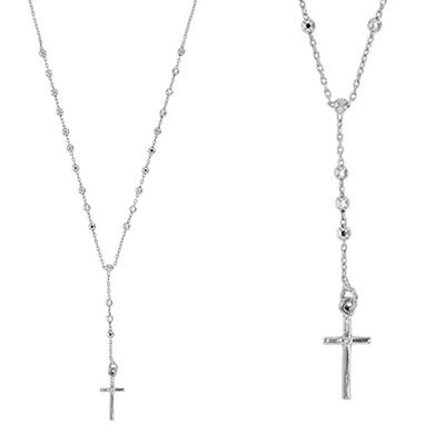 [R4957] - Handmade Silver Necklace 'Cross' Silver (rhodium) - 60x8mm