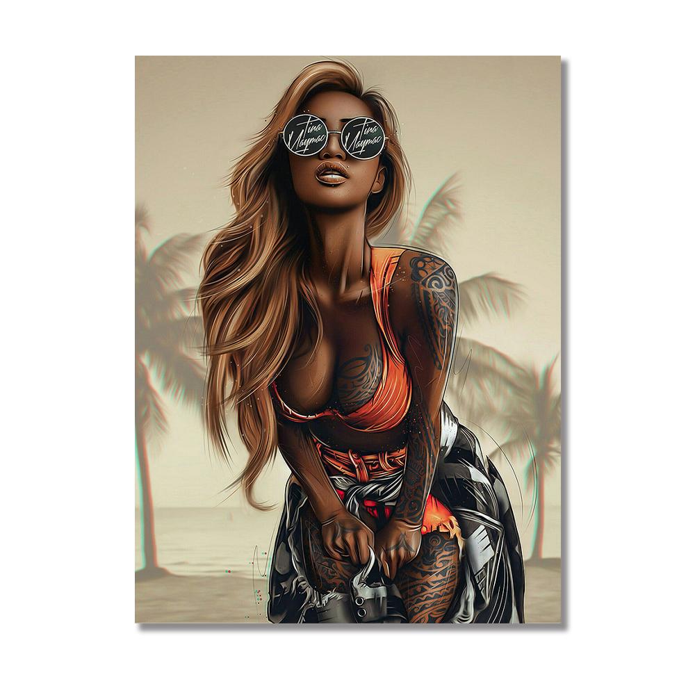 

Tropical Sexy Bikini Women Poster Prints Pictures Fashion Tattoo Girl Wall Art Canvas Painting for Modern Living Room Home Decor 20x30cm