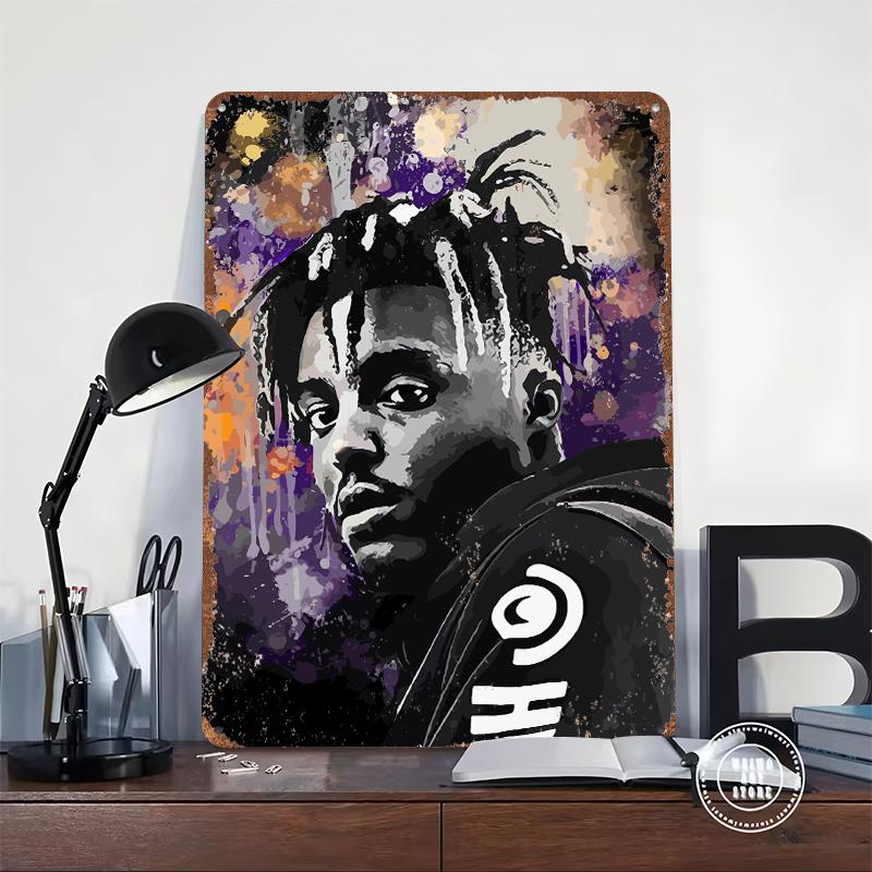 Juice Wrld Portrait Tinplate Poster Customized Wall Art Vintage Retro Metal Signs for Apartment Decoration Room Coffee Bar Decor