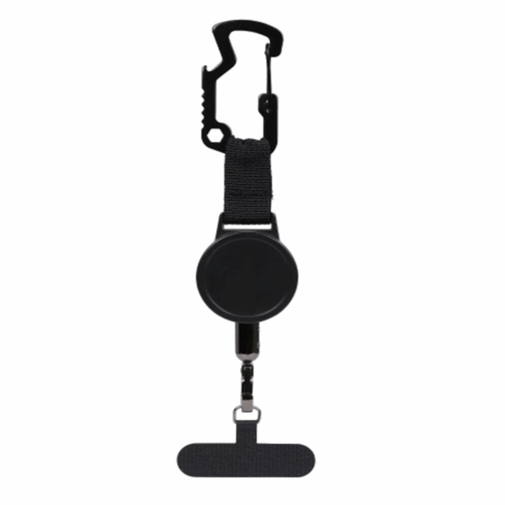 Alloy Retractable Key Reel Black Wire Rope Holder Portable Carabiner Clip  Outdoor Backpack Use