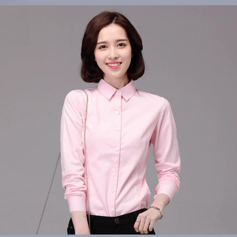 Camicia Bianca Professionale da Donna a Maniche Lunghe Versione Coreana Slim Fit Abbigliamento da Lavoro Formale Camicia da Donna