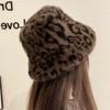Premium Leopard Print Plush Bucket Hat Ladies Warm Retro Personality Fashion Bucket Hat