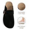 Modische Crestar Clogs für Damen Wildleder Clogs Verstellbare Schnalle Korkfußbett Pantoletten Clogs Unisex Rutschfeste Sohle Hausschuhe mit Fußgewölbeunterstützung