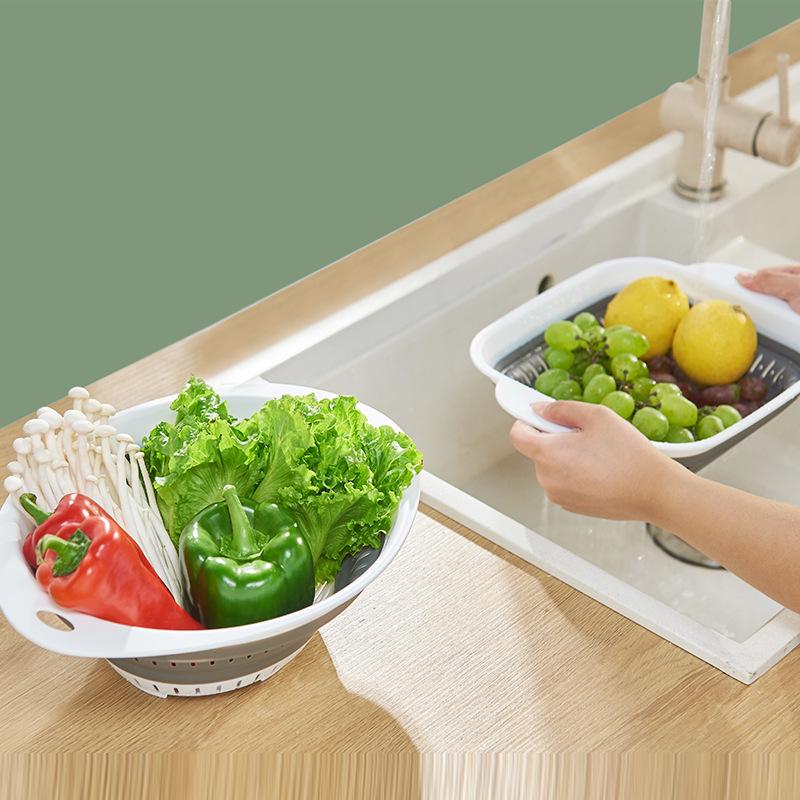 Multifunctional Silicone Folding Drain Basket for Vegetables & Fruits