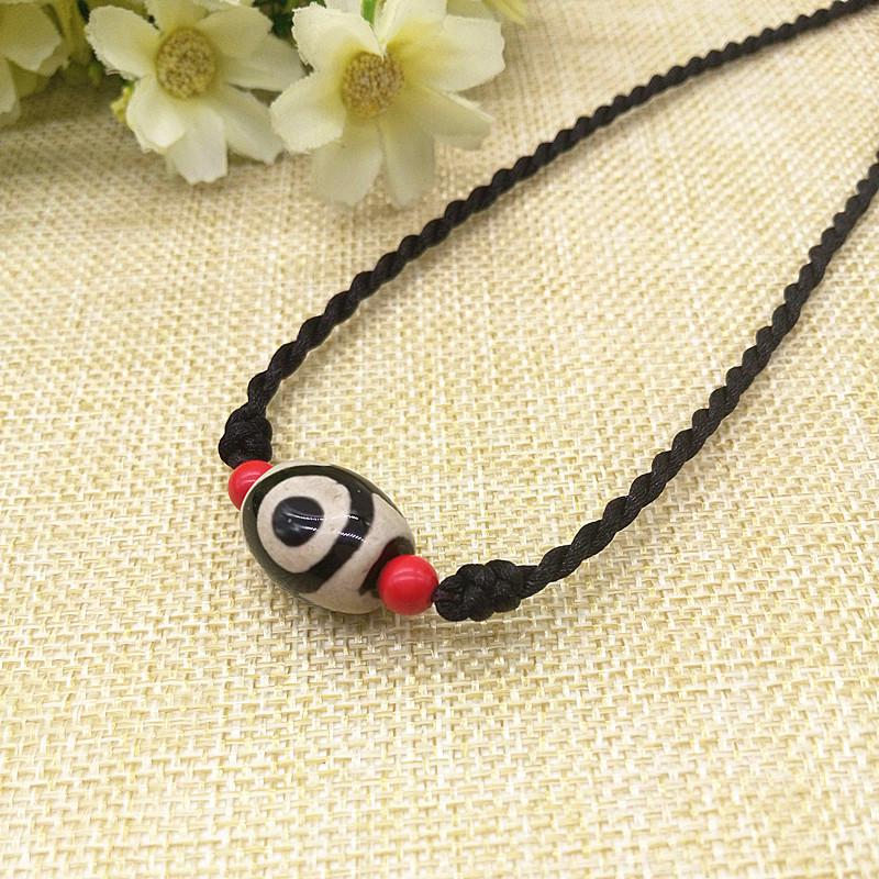 Tibetan Ethnic Three-Eyed Dzi Clavicle Necklace - Unisex Spring/Summer Accessory