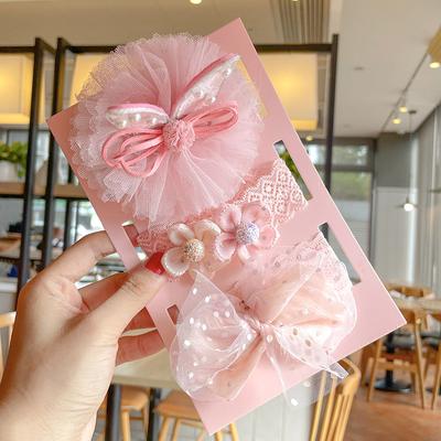 Set da 3 Pezzi Fascia per Capelli da Bambina Dolce Pizzo Fiore Fiocco Bambini Fascia per Capelli Elastica Cotone Morbido Neonato Copricapo Accessori per Capelli per Ragazze