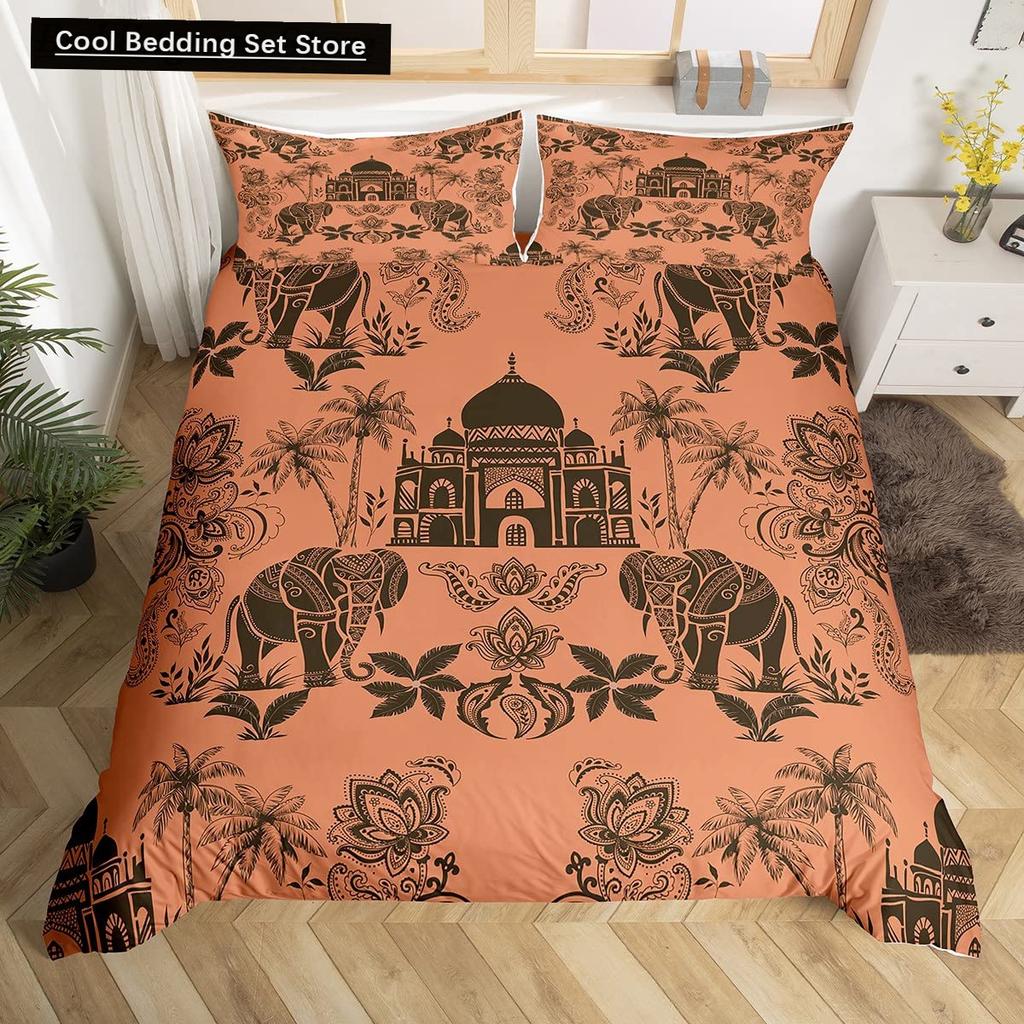 Tribal Ethnic Elephant Duvet Cover Exotic Style Bedding Set Boho Mandala Flower Paisley Quilt Cover Polyester Comforter Cover