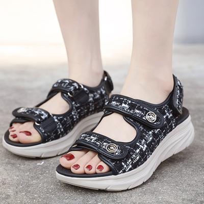 Damen-Wandersandalen Bequeme Leichte Gepolsterte Wandersandalen Plateau-Schuhe Für Frau Slingback Gewebt Mit Riemen