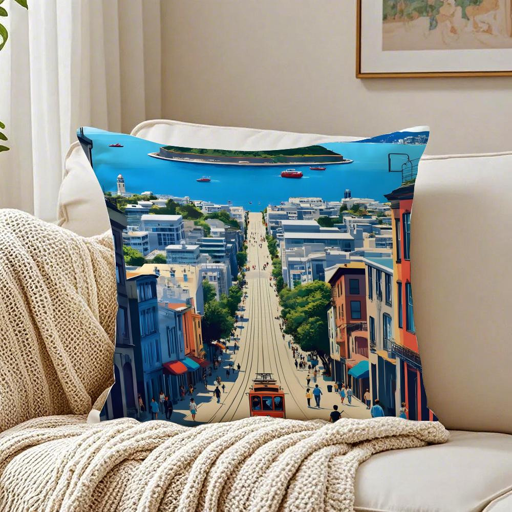 Morandi-Farbe Warme Farbpalette Muster Kissenbezug Kissenhülle Milbenschutz Wohnzimmer Sofa Dekor Kissen Zimmer