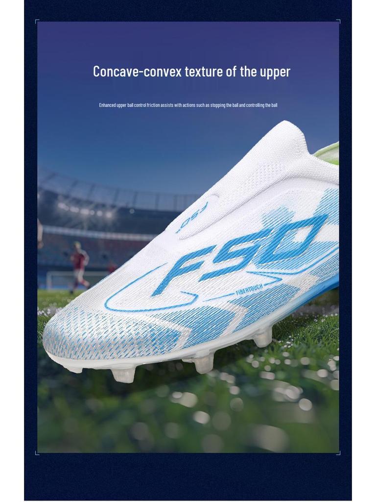 New Authentic Men’s & Women’s Laceless Soccer Shoes - AG Long Spikes for Youth Grass Training