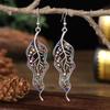 1 Pair Lady Earrings Creative Leaf Shape Individual Rhinestone Drop Earrings for Gift