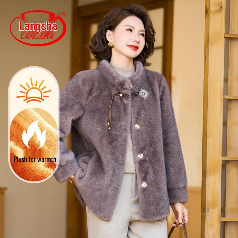 LangSha Women s Faux Mink Velvet Winter Coat XL