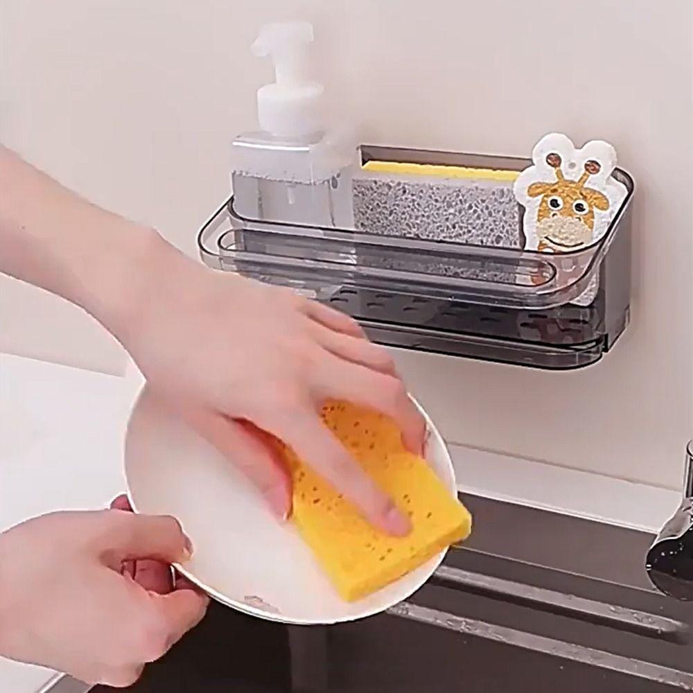 Punch Free Kitchen Sink Drain Rack Wall Mounted Kitchen Organization Kitchen